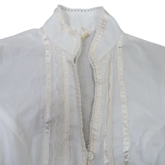 Vintage 70s Gunne Sax white button front prairie top 7 - Picture 2 of 7